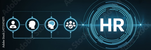 Human resources concept with icons representing talent management and employee development process