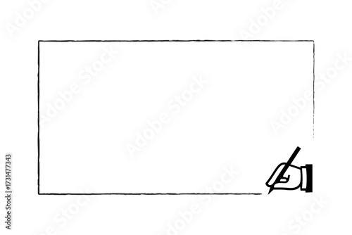 中にテキストを入れるための、手書き風の枠とペン
