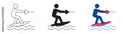 Wakeboarding vector icon set on white background from  sport collection,  vector illustration .