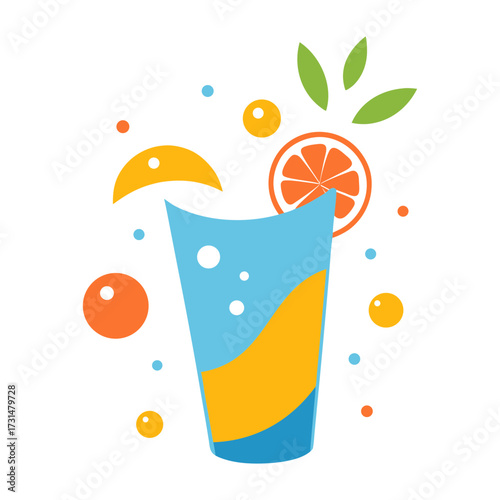 sparkling water glass splashing with fruit slices 