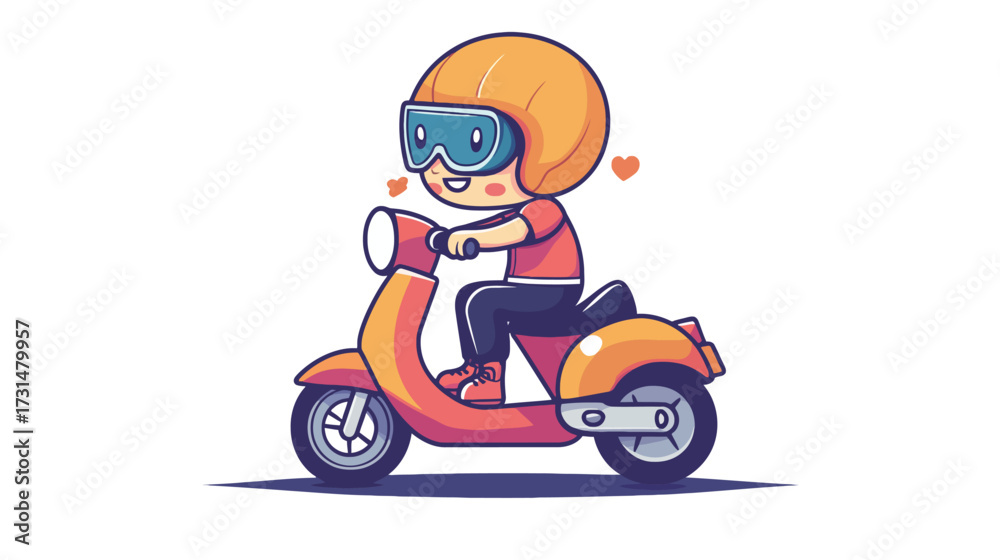 Obraz premium Cartoon Character Riding in a Vibrant Cityscape, Vector Illustration, Playful Environment, Dynamic Viewpoint