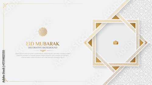 Eid Mubarak Islamic elegant ornamental background with Arabic pattern and photo frame