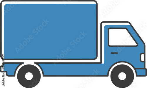 A simple blue graphic illustration of a delivery truck, often used for moving or logistics services.