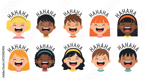 A collection of happy and laughing diverse children's faces from around the world.