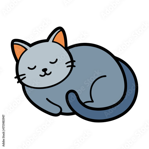 cute lazy cat sleeping vector art illustration 