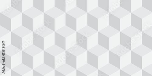 white creative cubes decoration triangle wall and wallpaper textile vector square tile, mosaic endless repeat hexagon block texture background.	