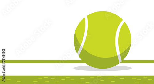 Minimalist tennis ball graphic on court line, ideal for sports-themed designs, promotional materials, or educational content about tennis and active lifestyle.