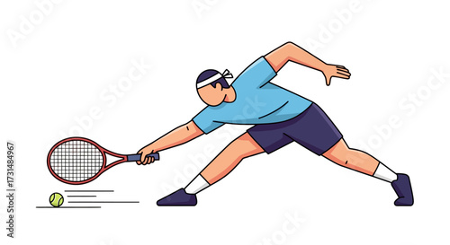 Dynamic Tennis Player Illustration showcasing athletic skill, serve and volley with a modern design for sports websites and promotional materials.