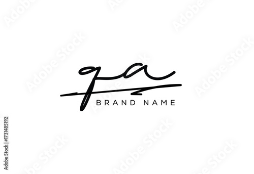 QA letter elegant cursive beauty handwriting logo.