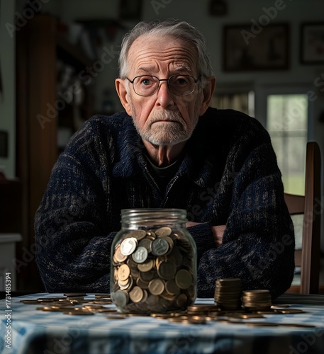 Elderly Man with Savings Jar