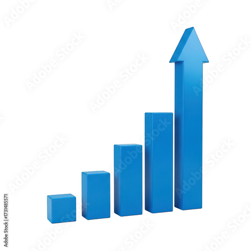 Blue 3d bar graph with upward arrow showing growth isolated on transparent background Free Download Blue 3d bar graph with upward arrow showing growth isolated on transparent background - GFXLoad