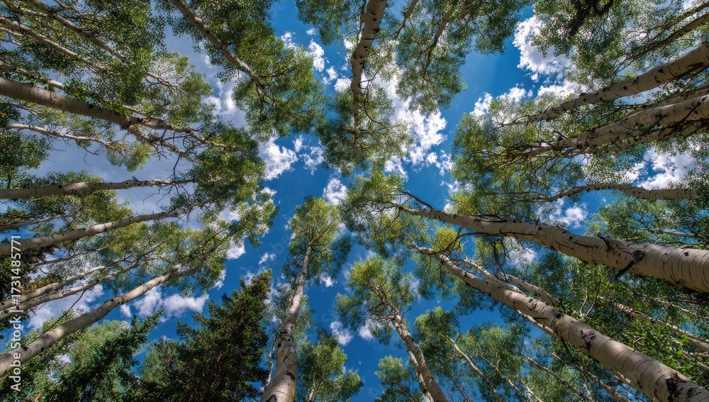 Fototapeta premium Forest canopy view upward