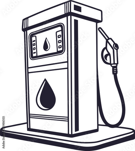 Gas pump with fuel drop symbol, flat icon style.
