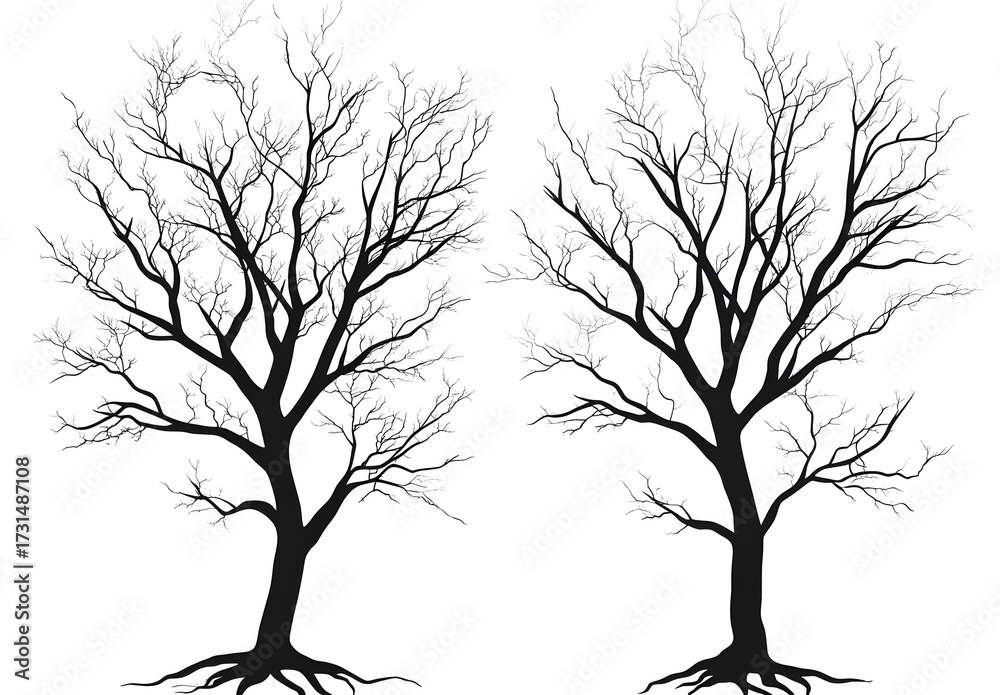 Obraz premium Silhouette of Two Bare Trees