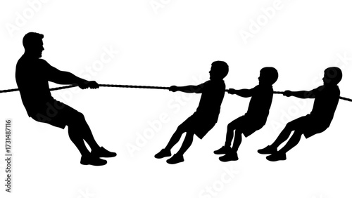 silhouette of a tug of war
