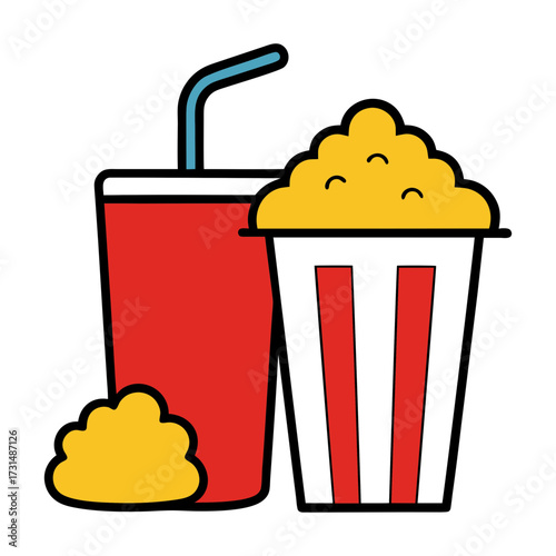 pop corn with soda isolated icon vector illustration 