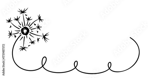 The sketch of field dandelion with seeds.