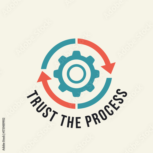 Trust the process logo with gear and arrows.