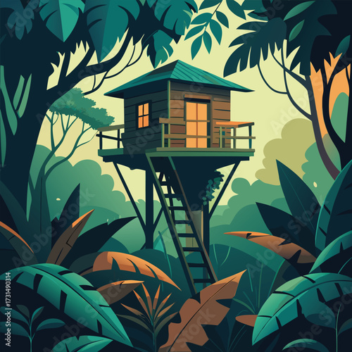 a hidden jungle treehouse camouflaged with giant l (2).eps
