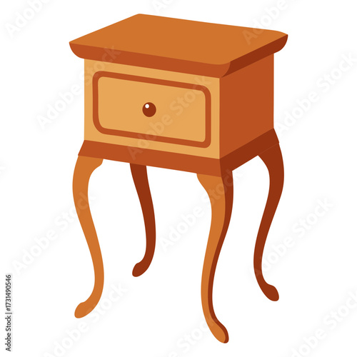 wooden vintage side table vector illustration 