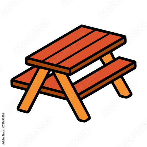 wooden picnic table vector illustration 