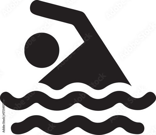 Swimming silhouette icon, perfect for sports, fitness, aquatic activities, and pool design.