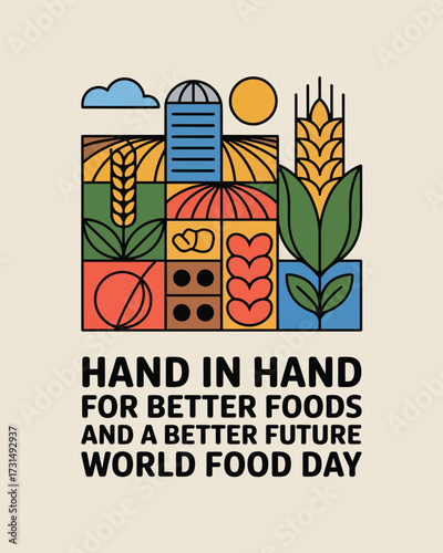World Food Day Poster with Farm Icons and Slogan