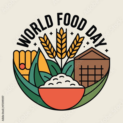 World Food Day Bread Rice Water Agriculture Icon Design