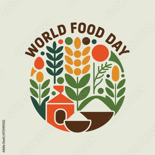 World Food Day Bread Rice Water Agriculture Icon Design