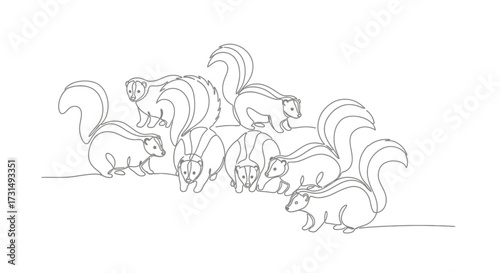 A Gathering of Skunks An Illustration of Wildlife Group Behavior and Habitats