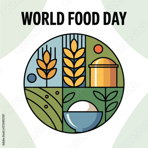 World Food Day Bread Rice Water Agriculture Icon Design