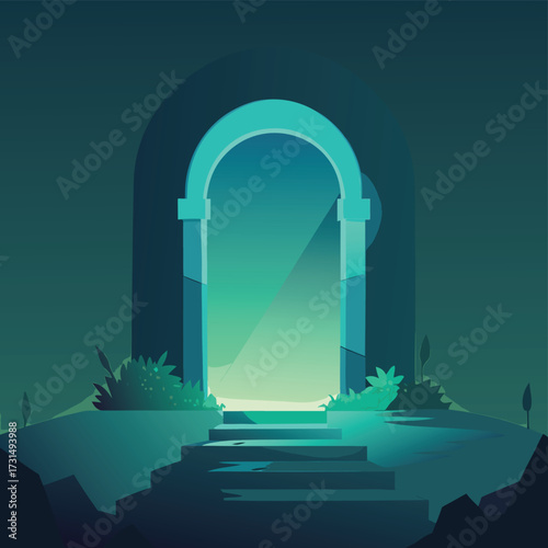arch glowing with bioluminescent moss  (1).eps