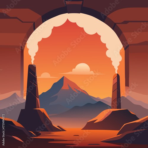 arch of volcanic rock with steam vents  (1).eps