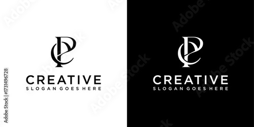 EP or PE initial letter logo design vector