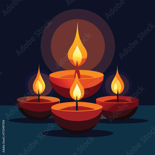 four glowing candles forming a festive diwali gree (2).eps