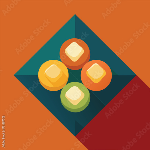 four traditional sweets on a colorful platter for  (2).eps