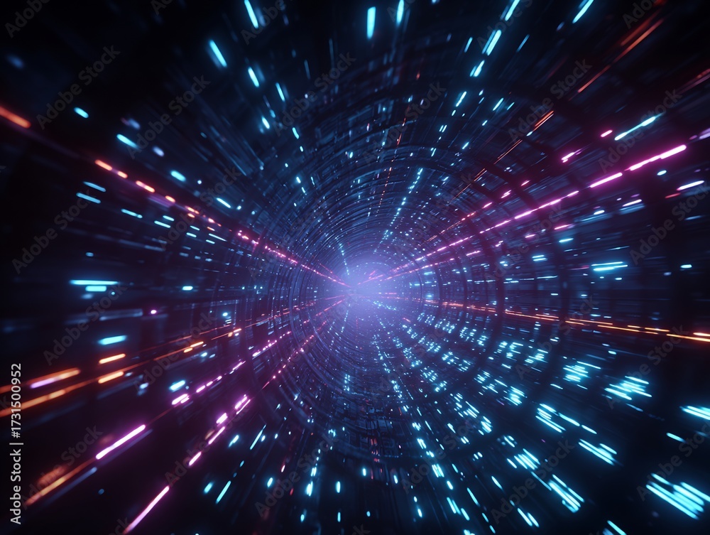 custom made wallpaper toronto digitalFuturistic Digital Tunnel with Glowing Neon Lights and Abstract Motion Background