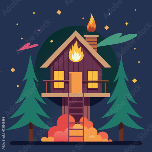 a festive solstice firelit treehouse  (1).eps