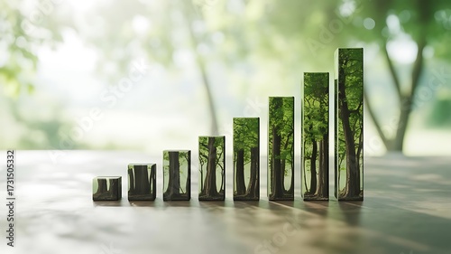 Green forest growth bars trees