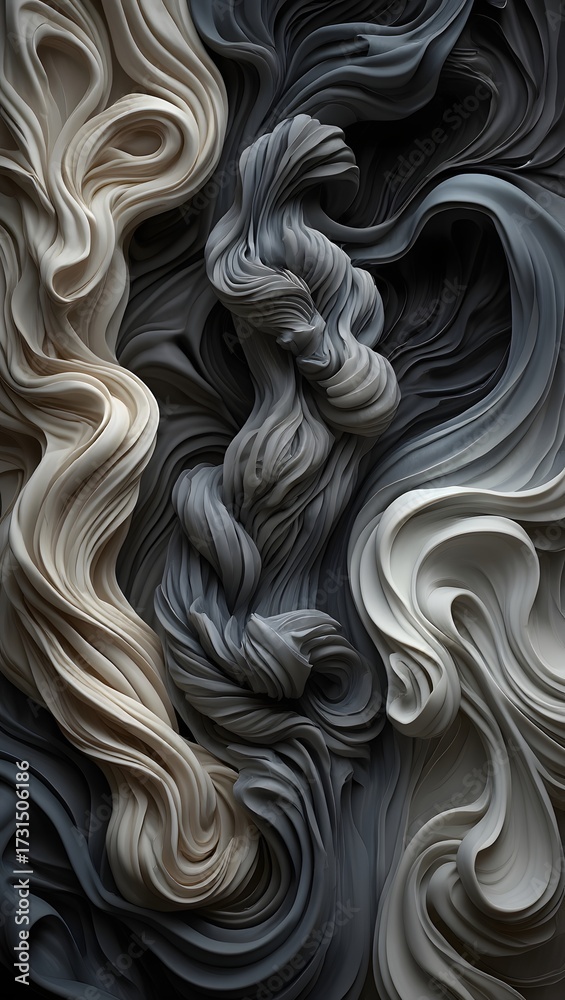 Obraz premium Abstract fluid art in neutral tones with flowing shapes and dynamic composition design