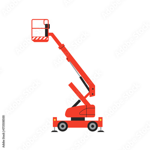 Red Articulated Boom Lift with Elevated Platform
