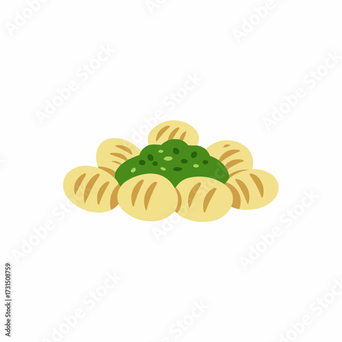 Pesto-Topped Gnocchi: A Delightful Culinary Illustration