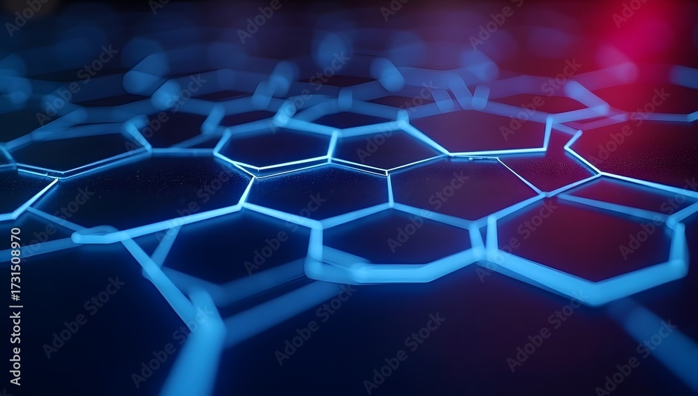 Obraz premium Neon futuristic glowing hexagon surface digital abstract AI illustration wallpapers for cyber technology inspired modern design 
