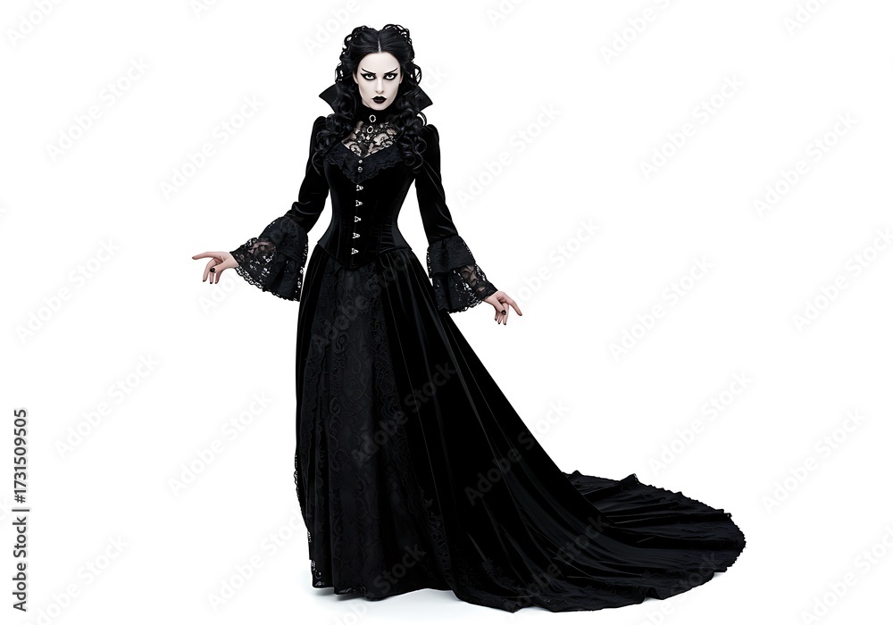 Fototapeta premium Woman victorian style black dress