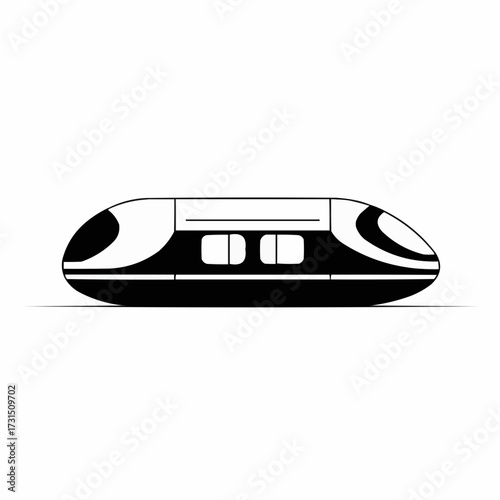 Sleek Black and White High Speed Train Illustration