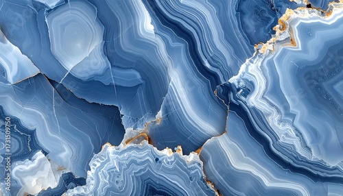 Layered blue stone with wavy, organic patterns and gold veining