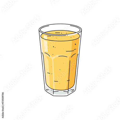 Refreshing Yellow Smoothie in a Tall Glass with Black Outlines