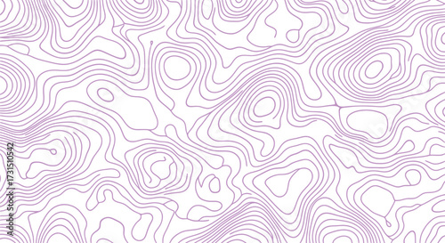 Abstract Topographic Map in Purple A Seamless, Wavy Contour Line Design for Backgrounds and Textures