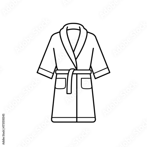 Simple Outline of a Luxurious Bathrobe with Belt and Pockets