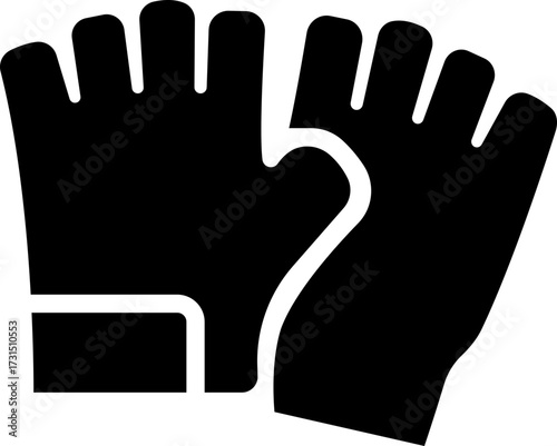 Fitness Gloves Icon and Gym Glove Vector of Sports Training, Workout, Weightlifting, Boxing, Exercise, Handwear, Protective Gear Symbol in Black Flat Style